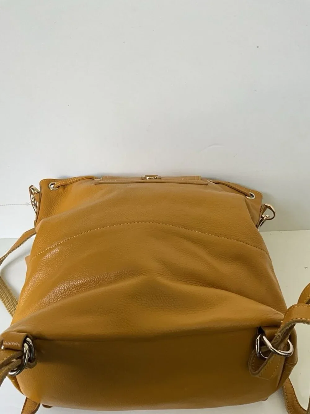 Genuine Pebbled Leather Backpack Vintage Style Multi-Pocket Buckle Bag NWT AFIR